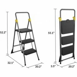 Cosco® Folding 3 Step Stool Ladder, Type 1A -Cheap Janitorial Carts Store 11839GGO 05