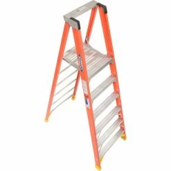 Werner 6' Fiberglass Platform Step Ladder 300 lb. Cap - P6206 -Cheap Janitorial Carts Store 207671 08