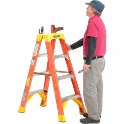 Werner 4' Dual Access Fiberglass Step Ladder 300 lb. Cap - T6204 -Cheap Janitorial Carts Store 207675 03