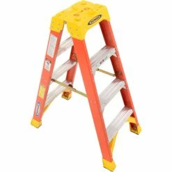 Werner 4' Dual Access Fiberglass Step Ladder 300 lb. Cap - T6204 -Cheap Janitorial Carts Store 207675 07