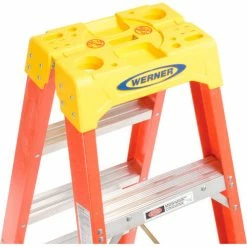 Werner 5' Dual Access Fiberglass Step Ladder 300 lb. Cap - T6205 23 Werner 5' Dual Access Fiberglass Step Ladder 300 lb. Cap - T6205 -Cheap Janitorial Carts Store 207676 05
