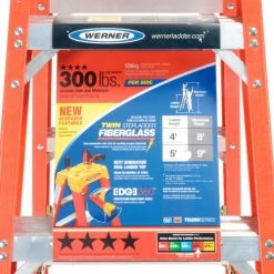Werner 5' Dual Access Fiberglass Step Ladder 300 lb. Cap - T6205 28 Werner 5' Dual Access Fiberglass Step Ladder 300 lb. Cap - T6205 -Cheap Janitorial Carts Store 207676 10