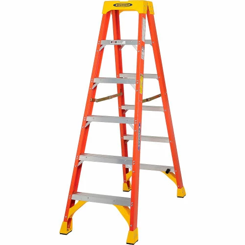 Werner 6' Dual Access Fiberglass Step Ladder 300 lb. Cap - T6206 1 Werner 6' Dual Access Fiberglass Step Ladder 300 lb. Cap - T6206