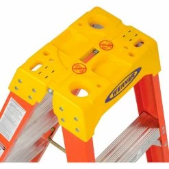 Werner 6' Dual Access Fiberglass Step Ladder 300 lb. Cap - T6206 21 Werner 6' Dual Access Fiberglass Step Ladder 300 lb. Cap - T6206 -Cheap Janitorial Carts Store 207677 03