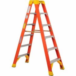 Werner 6' Dual Access Fiberglass Step Ladder 300 lb. Cap - T6206 23 Werner 6' Dual Access Fiberglass Step Ladder 300 lb. Cap - T6206 -Cheap Janitorial Carts Store 207677 05