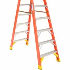 Werner 8' Dual Access Fiberglass Step Ladder 300 lb. Cap - T6208 -Cheap Janitorial Carts Store 207678 05