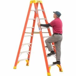 Werner 8' Dual Access Fiberglass Step Ladder 300 lb. Cap - T6208 -Cheap Janitorial Carts Store 207678 09