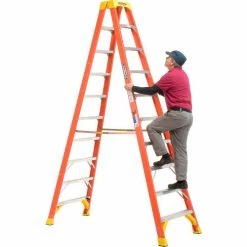 Werner 10' Dual Access Fiberglass Step Ladder 300 lb. Cap - T6210 -Cheap Janitorial Carts Store 207679 02