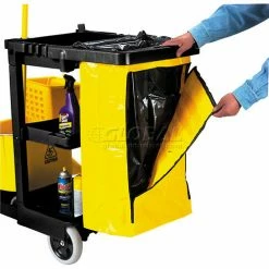 Rubbermaid® 6173-88 Janitor Cart with 25 Gallon Vinyl Bag, Black -Cheap Janitorial Carts Store 239044BK 13
