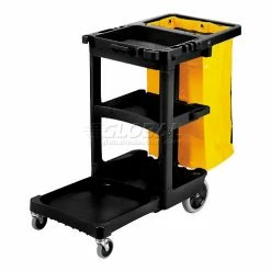 Rubbermaid® 6173-88 Janitor Cart with 25 Gallon Vinyl Bag, Black -Cheap Janitorial Carts Store 239044BK 30