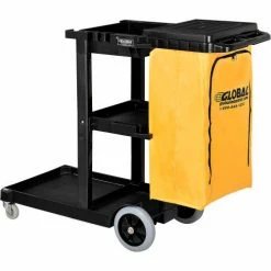 Global Industrial™ Janitor Cart Black with 25 Gallon Vinyl Bag -Cheap Janitorial Carts Store 261896 06