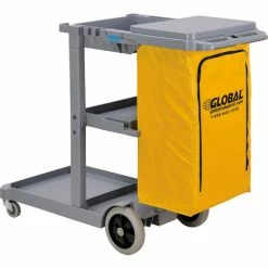 Global Industrial™ Janitor Cart Gray with 25 Gallon Vinyl Bag -Cheap Janitorial Carts Store 603590GYX 02
