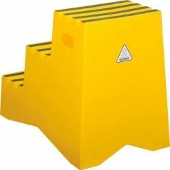 Global Industrial™ 3 Step Plastic Step Stand, 20"W x 28-1/2"L x 33-1/2"H, Yellow -Cheap Janitorial Carts Store 641272 02