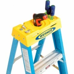 Werner 4' Fiberglass Step Ladder w/ Plastic Tool Tray - 6004 -Cheap Janitorial Carts Store 942800 03