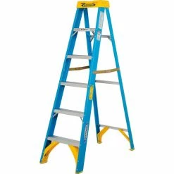 Werner 6' Fiberglass Step Ladder w/ Plastic Tool Tray 250 lb. Cap - 6006 -Cheap Janitorial Carts Store 942804 04