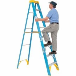 Werner 8' Fiberglass Step Ladder w/ Plastic Tool Tray 250 lb. Cap - 6008 -Cheap Janitorial Carts Store 942806 02