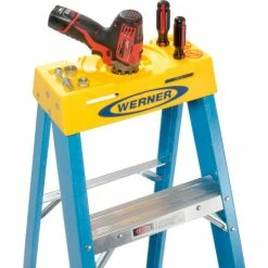 Werner 8' Fiberglass Step Ladder w/ Plastic Tool Tray 250 lb. Cap - 6008 -Cheap Janitorial Carts Store 942806 04
