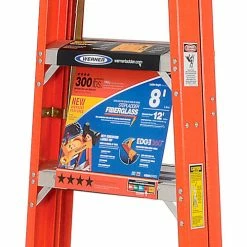 Werner 8' Fiberglass Step Ladder w/ Plastic Tool Tray 300 lb. Cap - 6208 -Cheap Janitorial Carts Store 942812 02