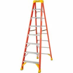 Werner 8' Fiberglass Step Ladder w/ Plastic Tool Tray 300 lb. Cap - 6208 -Cheap Janitorial Carts Store 942812 03