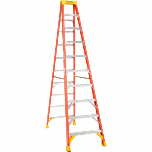 Werner 10' Fiberglass Step Ladder w/ Plastic Tool Tray 300 lb. Cap - 6210 2 Werner 10' Fiberglass Step Ladder w/ Plastic Tool Tray 300 lb. Cap - 6210 - Image 2