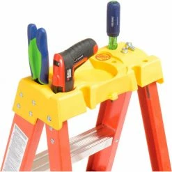 Werner 10' Fiberglass Step Ladder w/ Plastic Tool Tray 300 lb. Cap - 6210 23 Werner 10' Fiberglass Step Ladder w/ Plastic Tool Tray 300 lb. Cap - 6210 -Cheap Janitorial Carts Store 942814 04