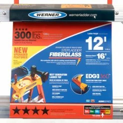 Werner 12' Fiberglass Step Ladder w/ Plastic Tool Tray 300 lb. Cap - 6212 -Cheap Janitorial Carts Store 942816 10