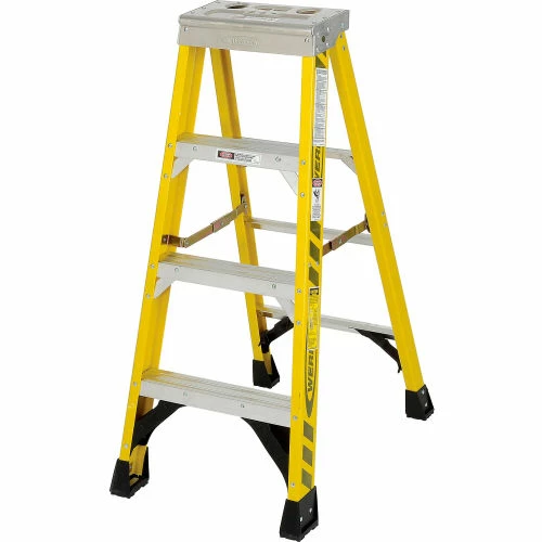 Werner 4' Fiberglass Step Ladder w/ Aluminum Tool Tray 375 lb. Cap - 7304 1 Werner 4' Fiberglass Step Ladder w/ Aluminum Tool Tray 375 lb. Cap - 7304