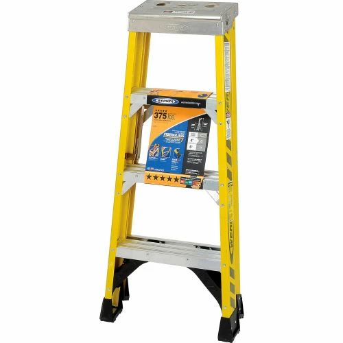 Werner 4' Fiberglass Step Ladder w/ Aluminum Tool Tray 375 lb. Cap - 7304 2 Werner 4' Fiberglass Step Ladder w/ Aluminum Tool Tray 375 lb. Cap - 7304 - Image 2
