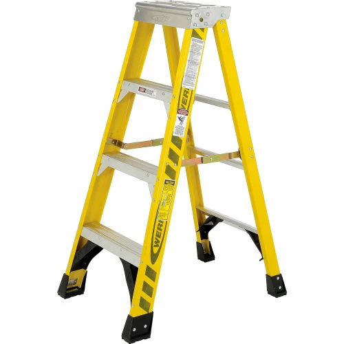 Werner 4' Fiberglass Step Ladder w/ Aluminum Tool Tray 375 lb. Cap - 7304 7 Werner 4' Fiberglass Step Ladder w/ Aluminum Tool Tray 375 lb. Cap - 7304 - Image 7