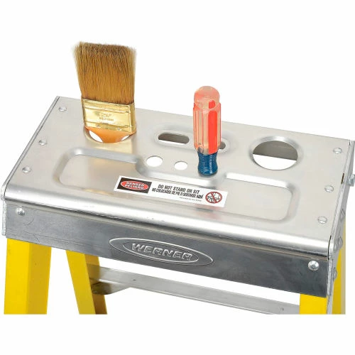 Werner 4' Fiberglass Step Ladder w/ Aluminum Tool Tray 375 lb. Cap - 7304 8 Werner 4' Fiberglass Step Ladder w/ Aluminum Tool Tray 375 lb. Cap - 7304 - Image 8