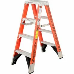 Werner 4' Dual Access Fiberglass Step Ladder 375 lb. Cap - T7404 -Cheap Janitorial Carts Store 954942 03