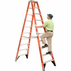 Werner 10' Dual Access Fiberglass Step Ladder 375 lb. Cap - T7410 -Cheap Janitorial Carts Store 954950 02