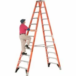 Werner 12' Dual Access Fiberglass Step Ladder 375 lb. Cap - T7412 -Cheap Janitorial Carts Store 954952 02
