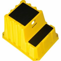 Diversified Plastics 2 Step Nestable Plastic Step Stand - Yellow 25-3/4"W x 32-3/4"D x 20-1/2"H - NST-2-14 -Cheap Janitorial Carts Store B1817888 02
