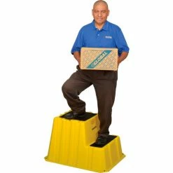Diversified Plastics 2 Step Nestable Plastic Step Stand - Yellow 25-3/4"W x 32-3/4"D x 20-1/2"H - NST-2-14 -Cheap Janitorial Carts Store B1817888 10