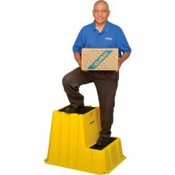 Diversified Plastics 2 Step Tall Nestable Plastic Step Stand - Yellow 24-3/4"W x 33"D x 24"H - NTXST-2-14 27 Diversified Plastics 2 Step Tall Nestable Plastic Step Stand - Yellow 24-3/4"W x 33"D x 24"H - NTXST-2-14 -Cheap Janitorial Carts Store B1817889 10