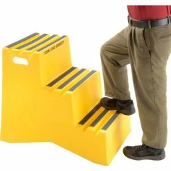 US Roto Molding 3 Step Plastic Step Stand - Yellow 20"W x 33-1/2"D x 28-1/2"H - ST-3 YEL 16 US Roto Molding 3 Step Plastic Step Stand - Yellow 20"W x 33-1/2"D x 28-1/2"H - ST-3 YEL -Cheap Janitorial Carts Store B2185977 03