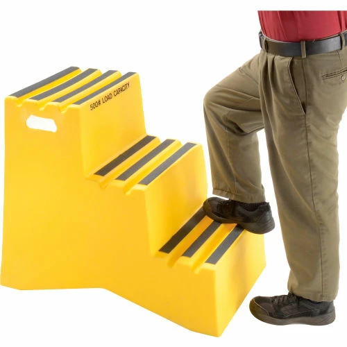 US Roto Molding 3 Step Plastic Step Stand - Yellow 20"W x 33-1/2"D x 28-1/2"H - ST-3 YEL 4 US Roto Molding 3 Step Plastic Step Stand - Yellow 20"W x 33-1/2"D x 28-1/2"H - ST-3 YEL - Image 4