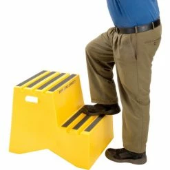US Roto Molding 2 Step Plastic Step Stand - Yellow 21"W x 24-1/2"D x 19-1/2"H - ST-2 YEL 16 US Roto Molding 2 Step Plastic Step Stand - Yellow 21"W x 24-1/2"D x 19-1/2"H - ST-2 YEL -Cheap Janitorial Carts Store B2185978 03