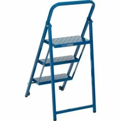 Ballymore 3 Step Thin Line Folding Step Ladder, 300 lb. Capacity, Blue - TL318 -Cheap Janitorial Carts Store B2220829 06