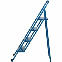 Ballymore 4 Step Thin Line Folding Step Ladder, 300 lb. Capacity, Blue - TL418 -Cheap Janitorial Carts Store B2220848 02