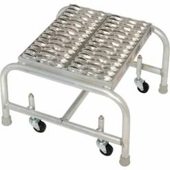 Tri-Arc 1 Step Mobile Aluminum Step Stand w/ Grip Strut Top Step & 16"W Platform - WLAR001165 -Cheap Janitorial Carts Store B593655 03
