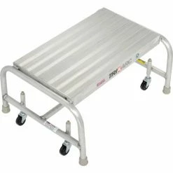 Tri-Arc 1 Step Mobile Aluminum Step Stand w/ Solid Ribbed Top Step & 24"W Platform - WLAR001244 -Cheap Janitorial Carts Store B593656 02