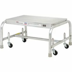 Tri-Arc 1 Step Mobile Aluminum Step Stand w/ Solid Ribbed Top Step & 24"W Platform - WLAR001244 -Cheap Janitorial Carts Store B593656 03