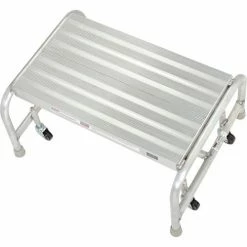 Tri-Arc 1 Step Mobile Aluminum Step Stand w/ Solid Ribbed Top Step & 24"W Platform - WLAR001244 -Cheap Janitorial Carts Store B593656 05