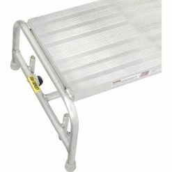 Tri-Arc 1 Step Mobile Aluminum Step Stand w/ Solid Ribbed Top Step & 24"W Platform - WLAR001244 -Cheap Janitorial Carts Store B593656 06