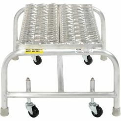 Tri-Arc 1 Step Mobile Aluminum Step Stand w/ Grip Strut Top Step & 24"W Platform - WLAR001245 -Cheap Janitorial Carts Store B593657 02