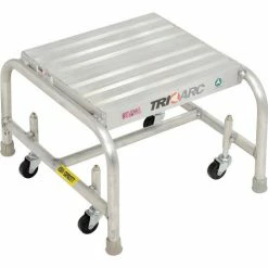 Tri-Arc 1 Step Mobile Aluminum Step Stand w/ Solid Ribbed Top Step & 16"W Platform - WLAR001164