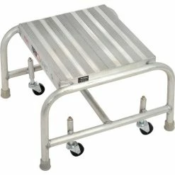 Tri-Arc 1 Step Mobile Aluminum Step Stand w/ Solid Ribbed Top Step & 16"W Platform - WLAR001164 -Cheap Janitorial Carts Store B593658 02