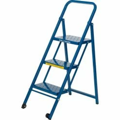 Ballymore 3 Step Thin Line Folding Step Ladder, 300 lb. Capacity, Blue - TL318 -Cheap Janitorial Carts Store BLL TL318